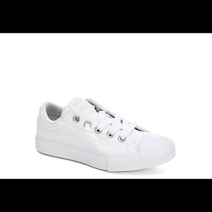 Girl white leather converse